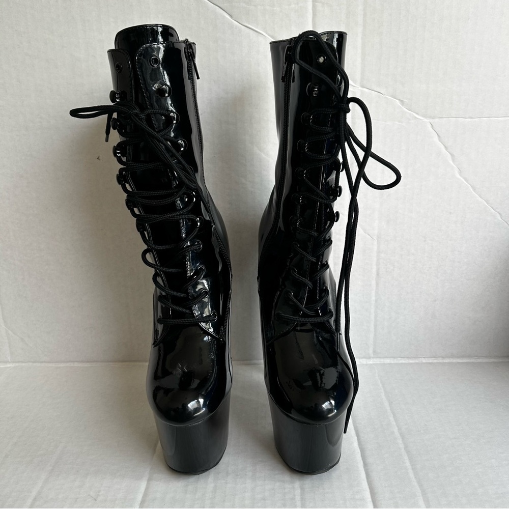 Pleaser Black Lace Up Boots